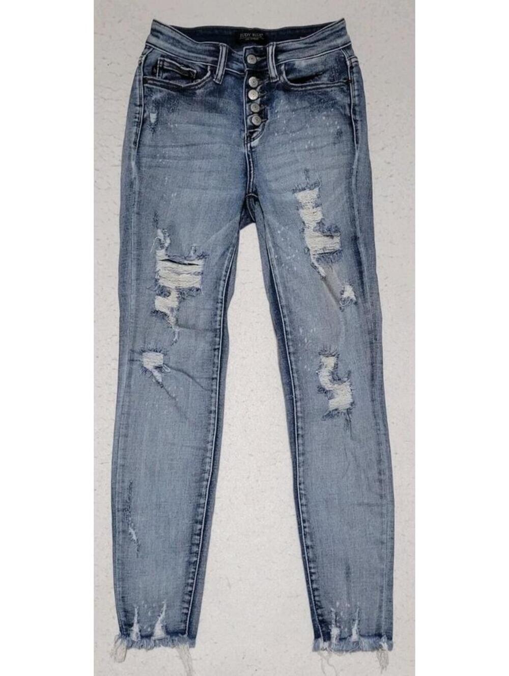Distressed  Judy Blue  Denim  Womens Size 0/24 Skinny  Button Fly